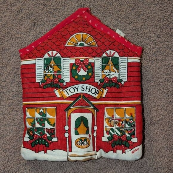 *3 FOR $9* Vintage Toy Shop Christmas Tree Wreath Trivet Hanging Pot Holder - Picture 1 of 2